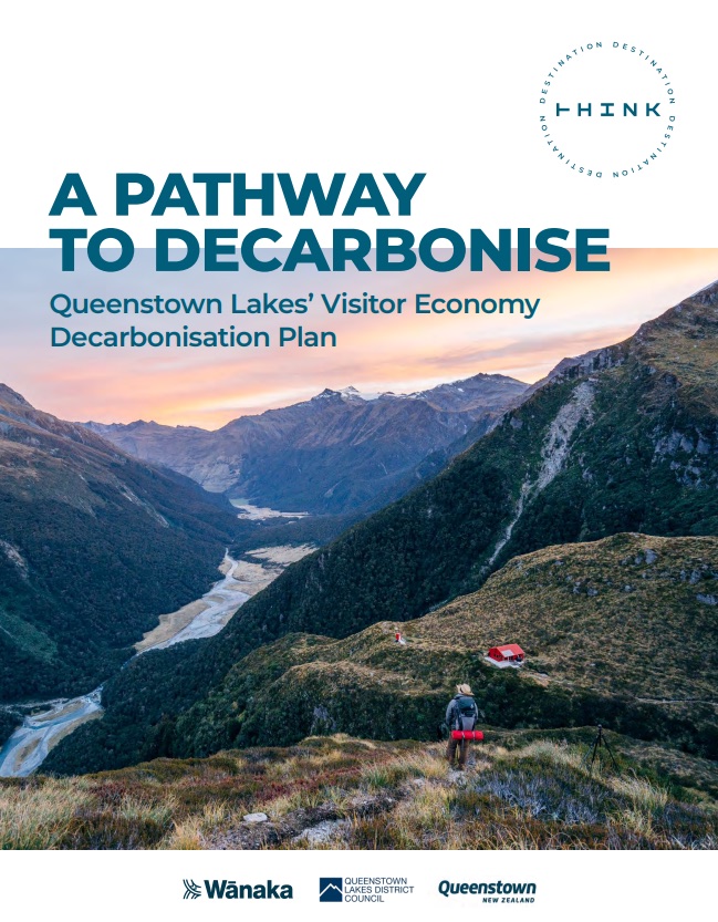 Cover of A Pathway to Decarbonise, the Queenstown Lakes Visitor Economy Decarbonisation Plan