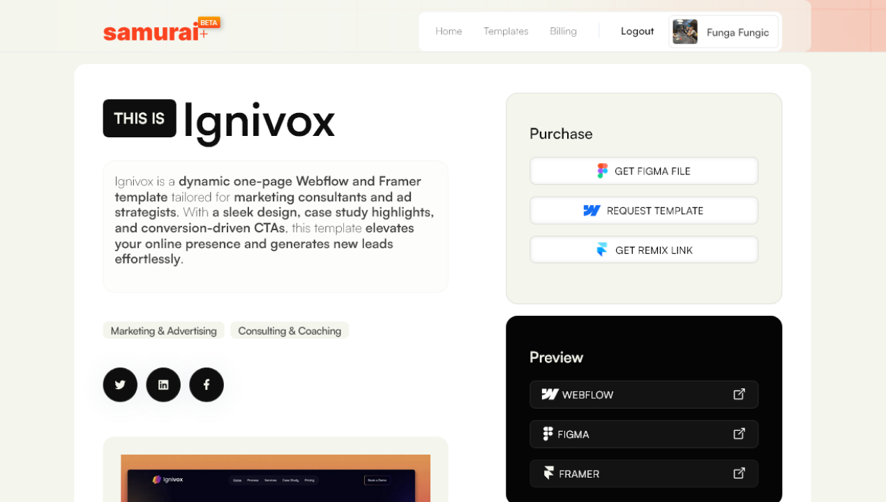 early access webflow templates samurai+