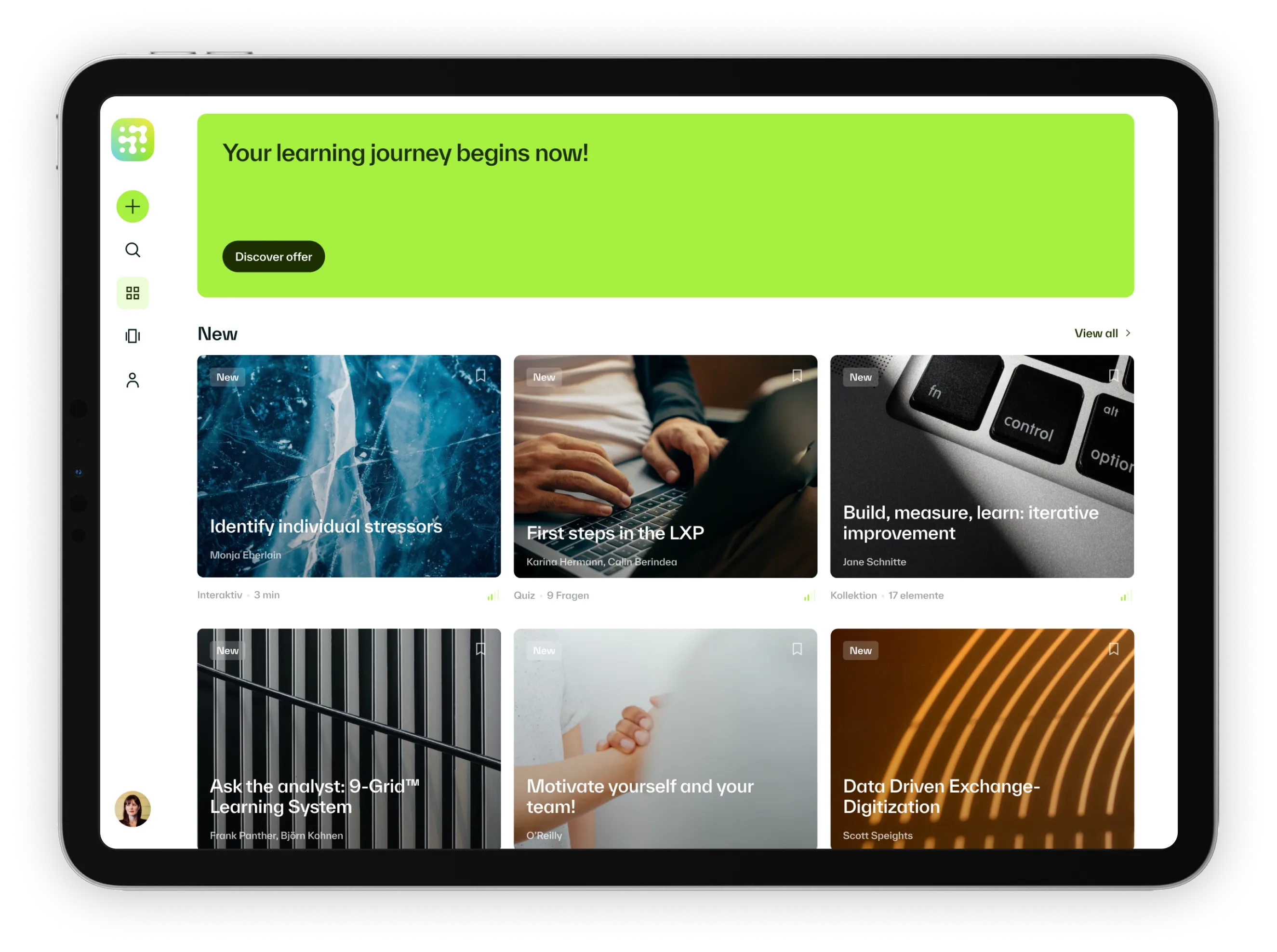 The LXP Learning Experience Platform) offers the opportunity to create and upload content and thus contribute to social learning in the company.