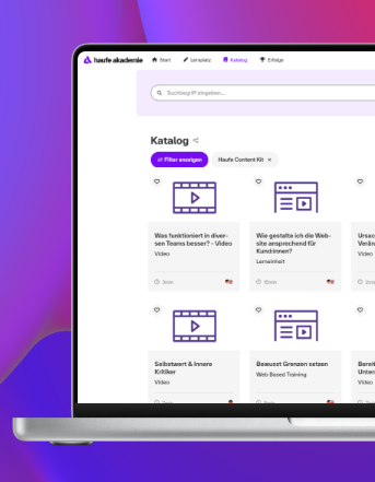 Wireframe der Startseite der Learning Experience Plattform