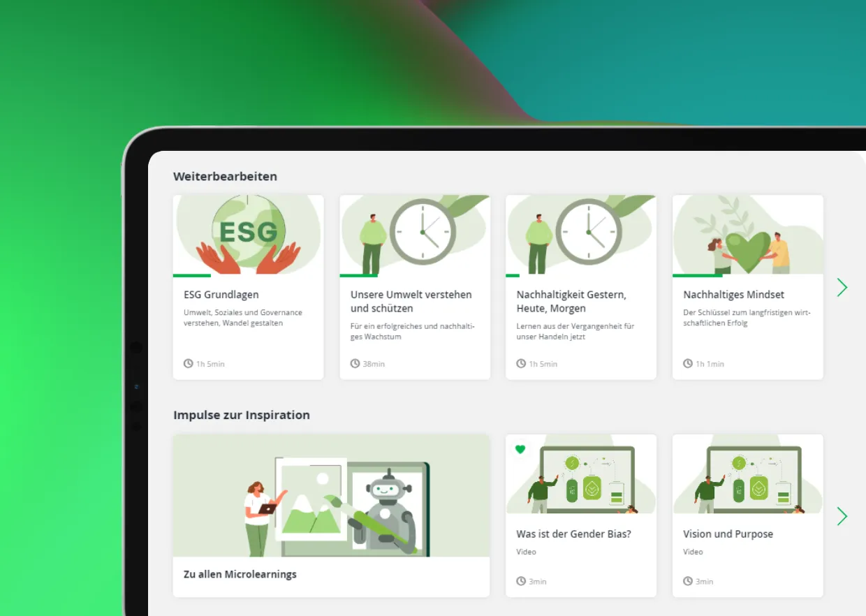 Wireframe der Startseite der Learning Experience Plattform