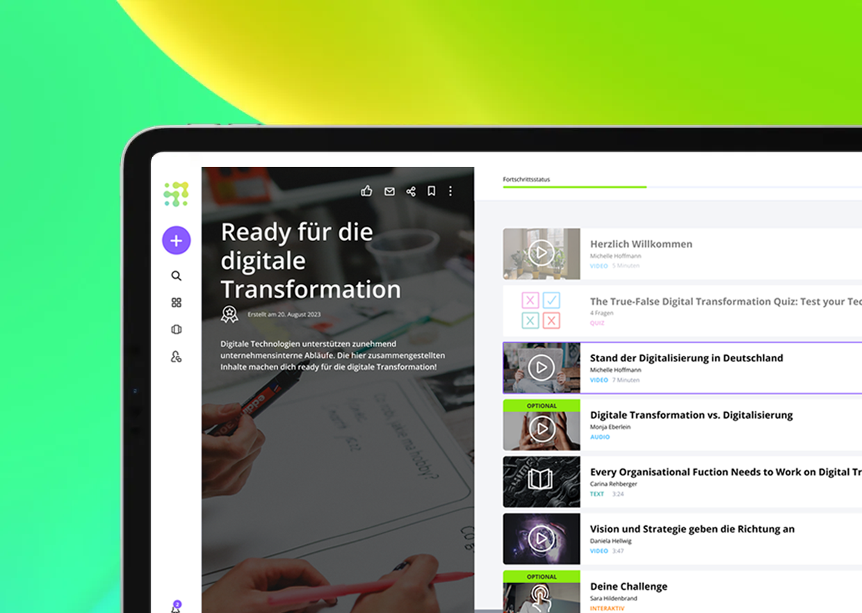 Wireframe der Startseite der Learning Experience Plattform