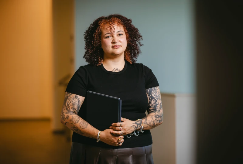 An employee at a company before an online training session