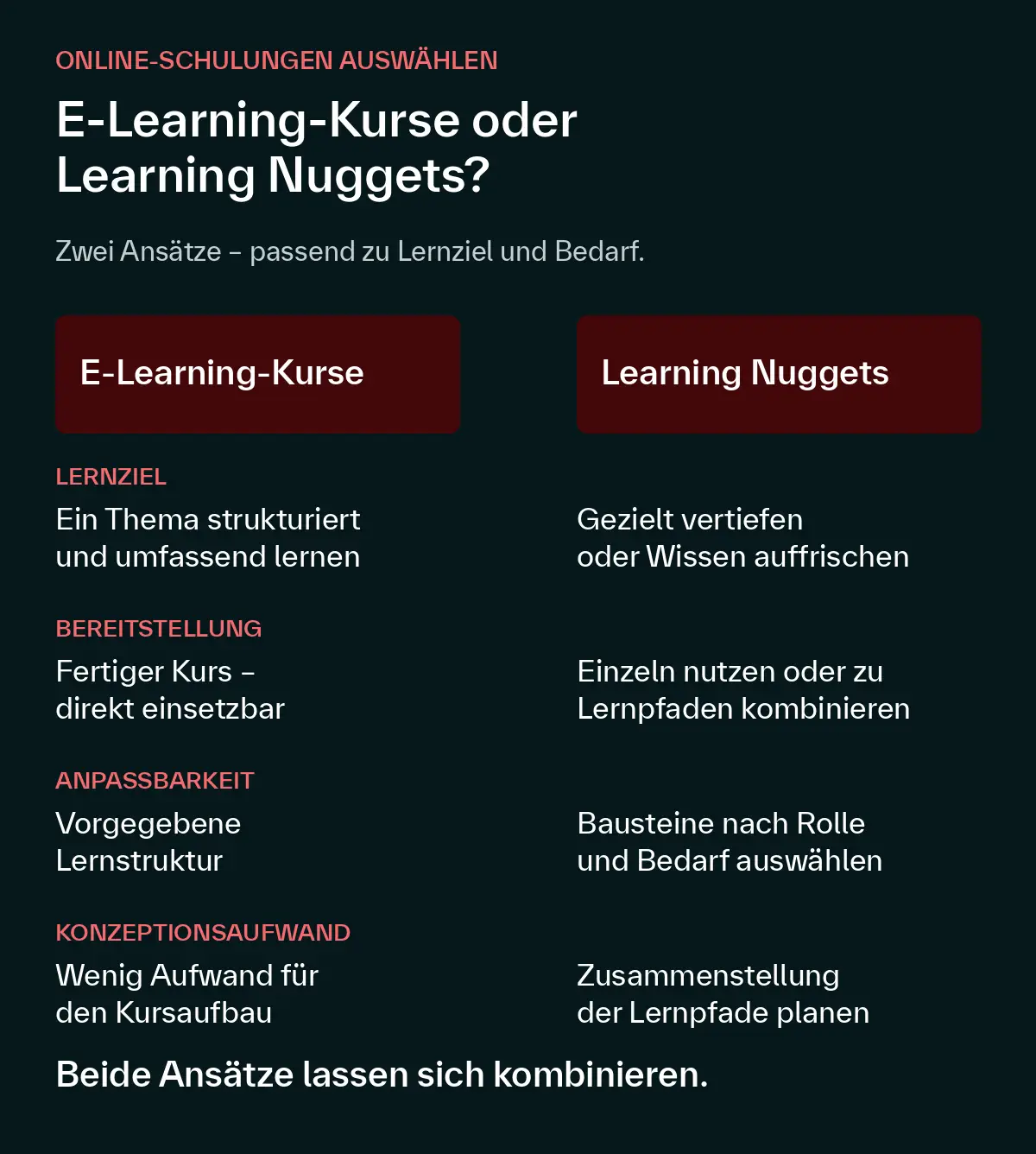 Comparison of E-Learning Courses vs. Learning Modules—Learning Objectives, Delivery, and Customizability