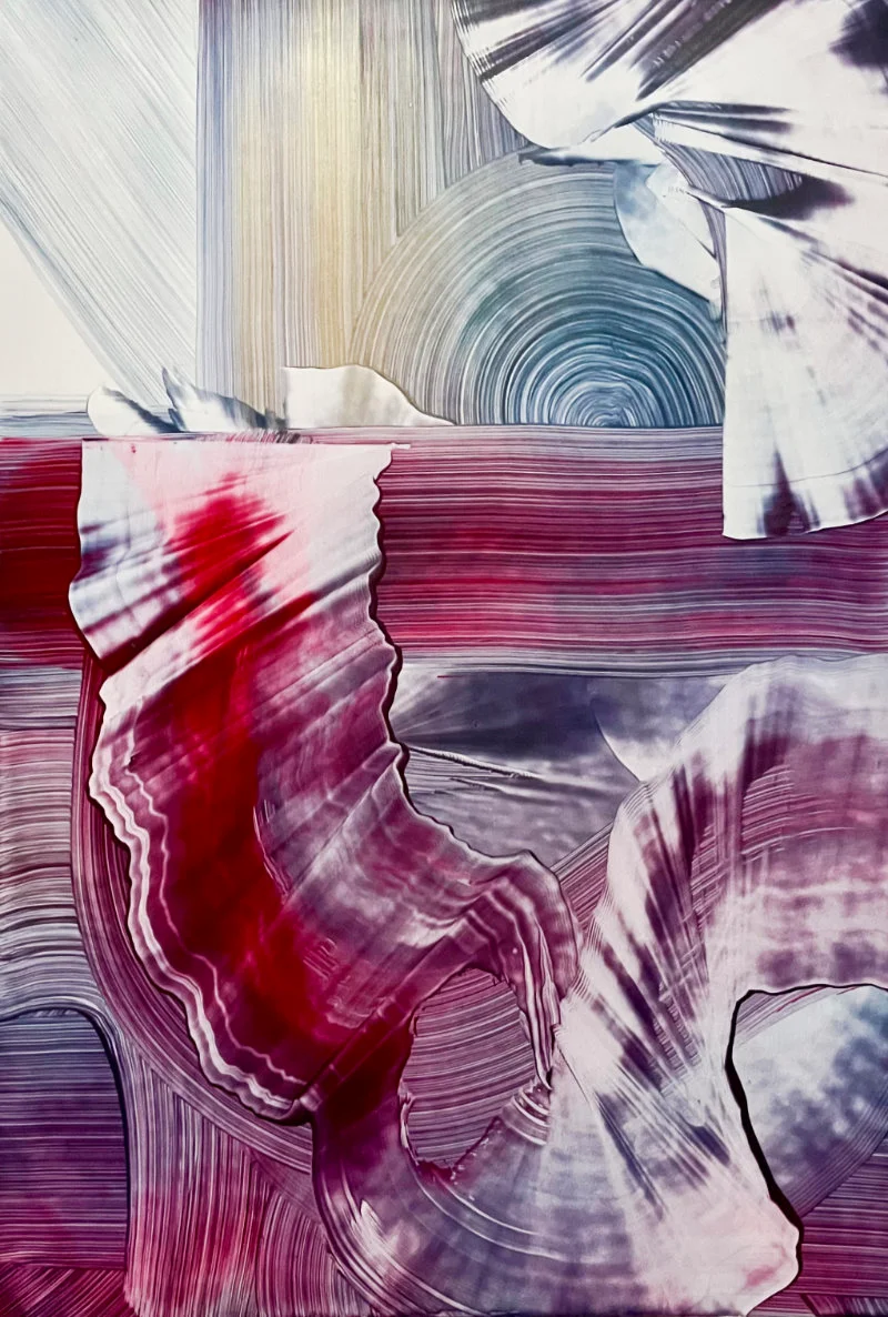 Abstraktes Bild in den Farben Blau und Rot