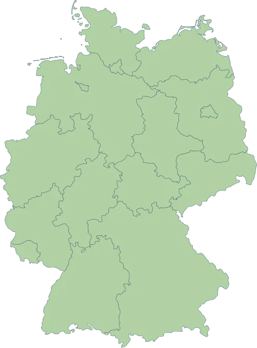 Hellgrüne Deutschlandkarte unterteilt in Bundesländer