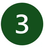Weiße Zahl 3 in grünem Kreis.