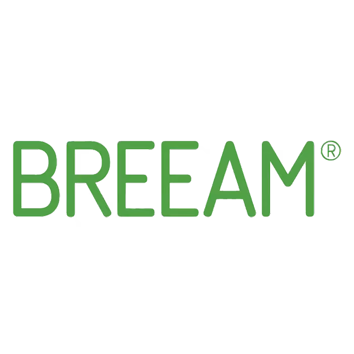 BREEAM certification logo for environmental assessment and sustainable building performance