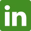 LinkedIn logo with white 'in' letters inside a blue rounded square.