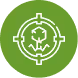 Green circular icon with a white target symbol around a maple leaf in the center.