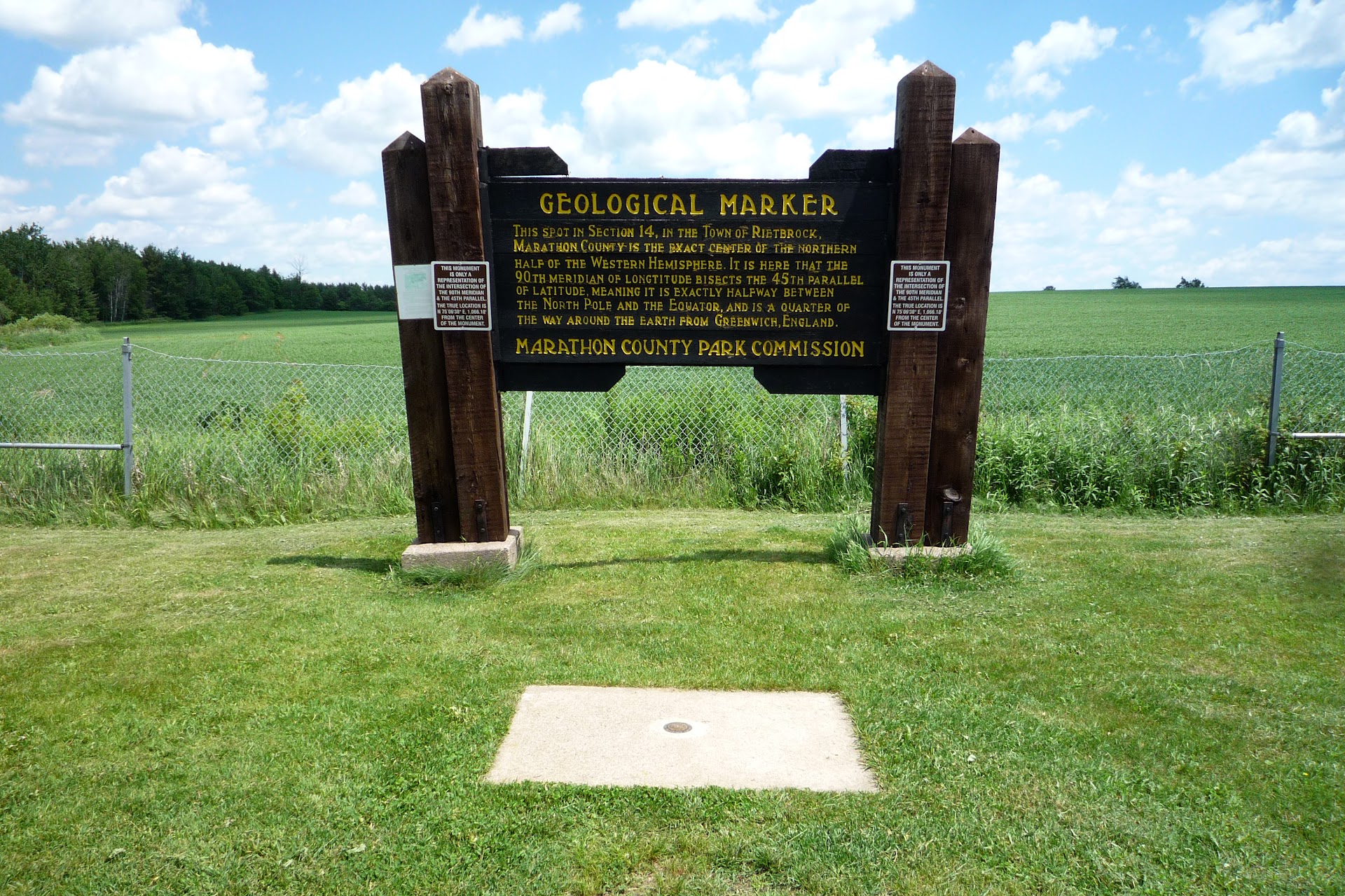 NW Hemisphere Center: 45 × 90 Geographical Marker