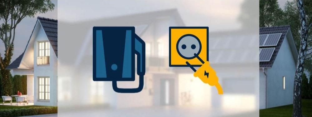 Wallbox Icon mit Stromanschluss Icon vor einem Haus