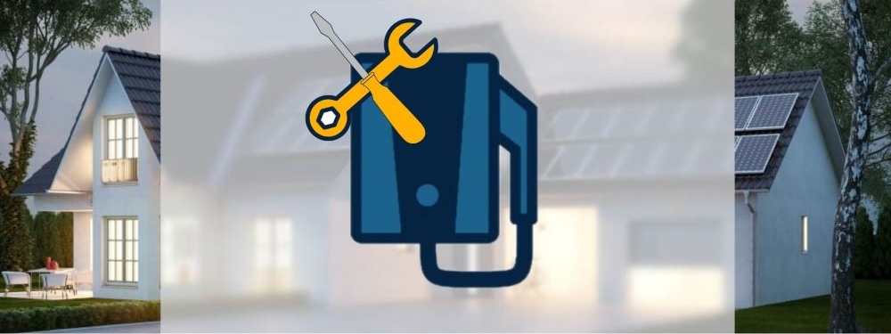 Wallbox mit Installation Icon vor einem Haus
