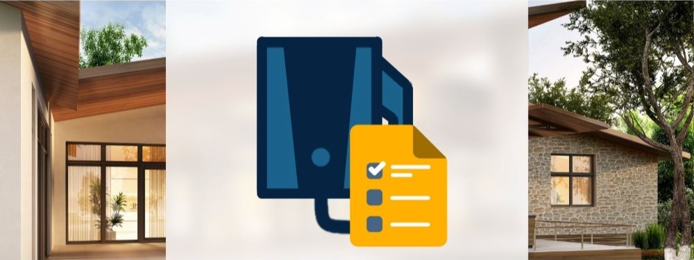 Wallbox mit Checklistenicon und Haus im Hintergrund