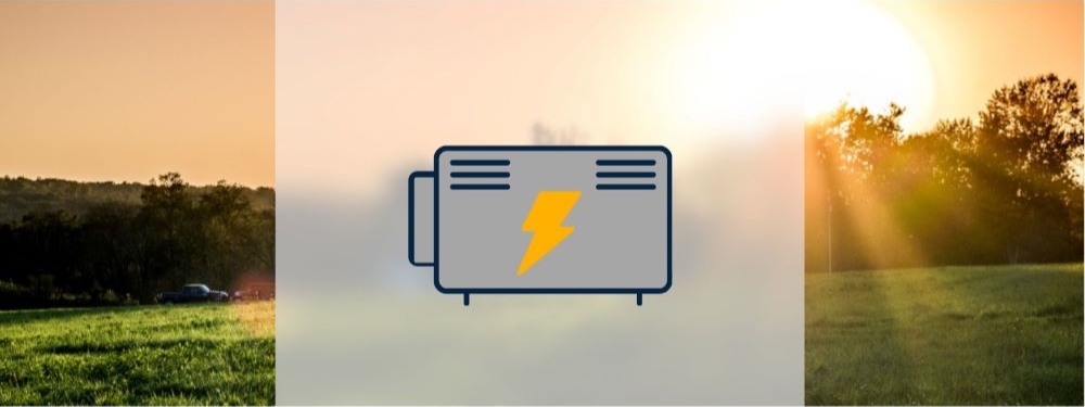 Ein Blockheizkraftwerk Icon mit Naturhintergrund