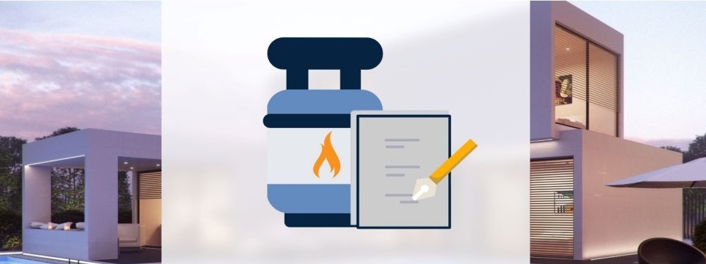 Gasicon mit Vertragsicon und Haus im Hintergrund