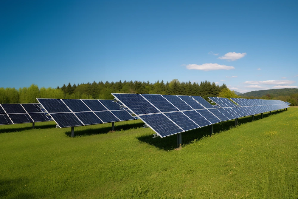 Bild von einem Solarpark mit Freiflächen-PV