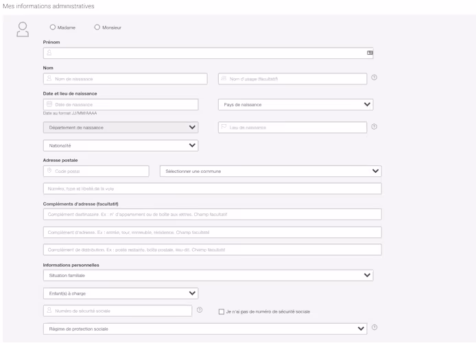 l'image répresente le formulaire d'inscription à Pôle emploi en tant que demandeur d'emploi