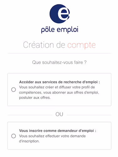 l'image répresente le formulaire pour créer un compte simplifié pôle emploi.