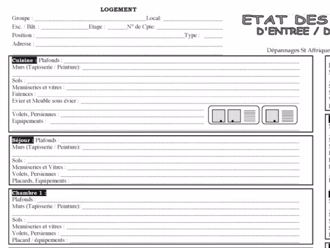 etat des lieux d'entrée exemple
