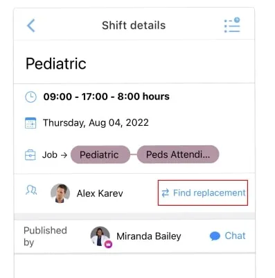 A screenshot of Connecteam's mobile interface for shift swapping.