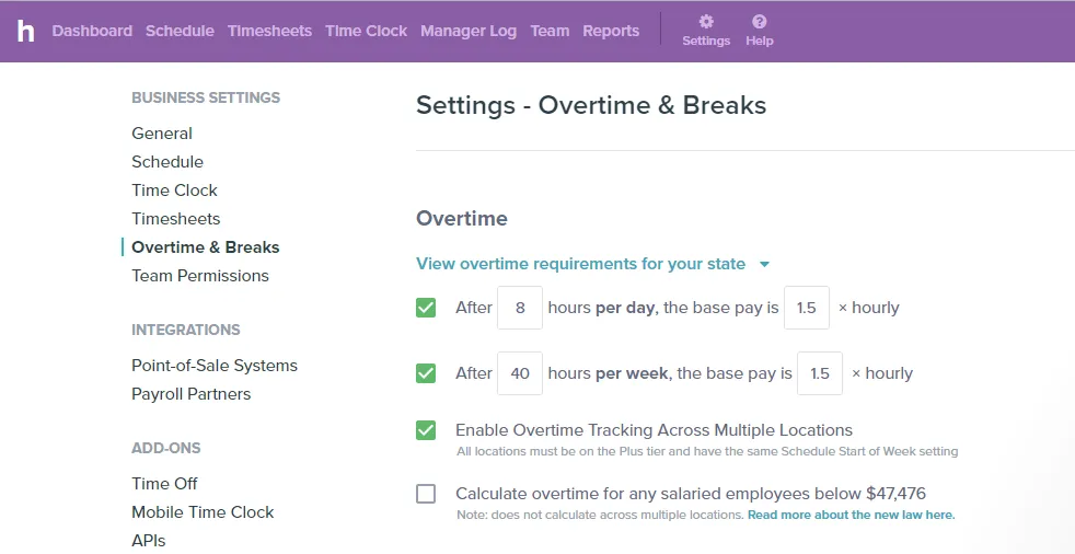 over time and breaks