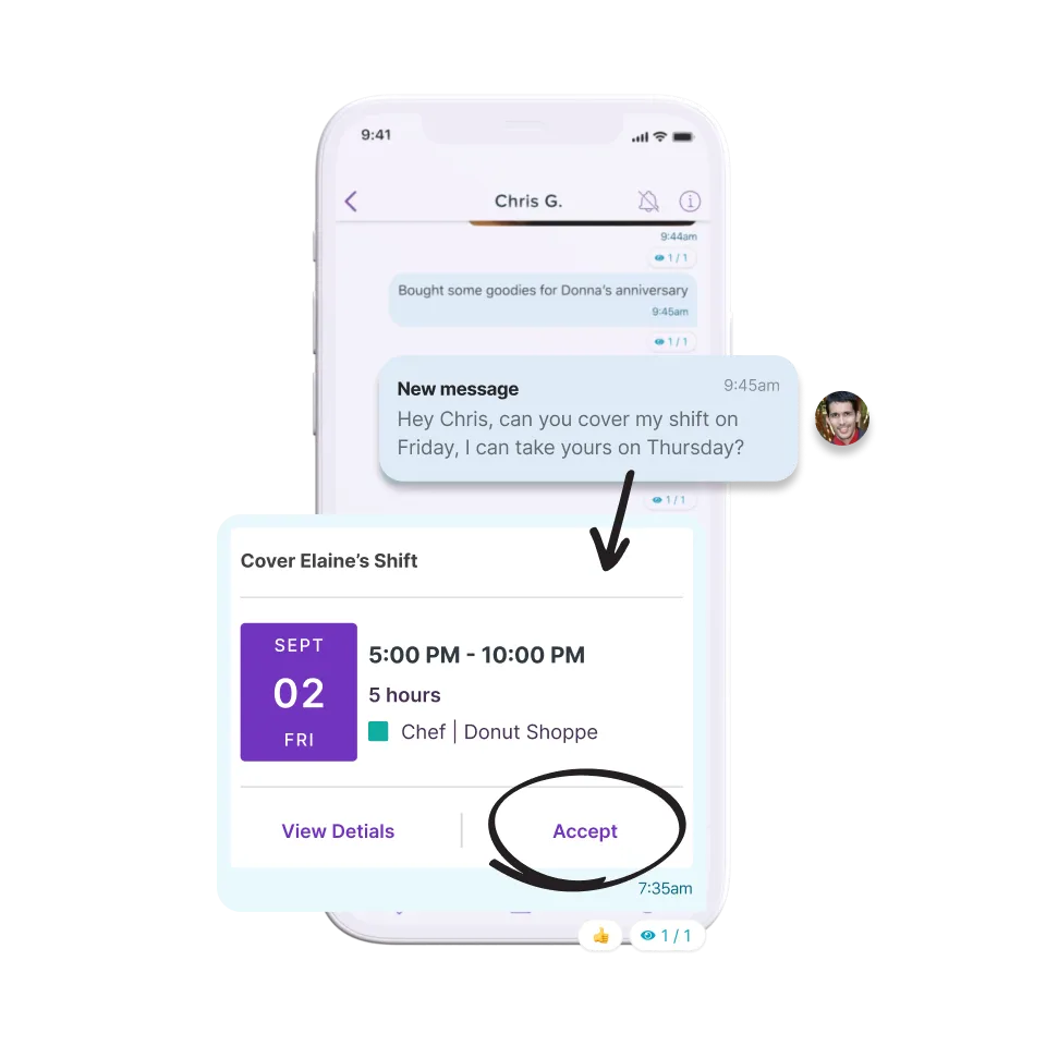 Image of how scheduling can be communicated via mobile phone.