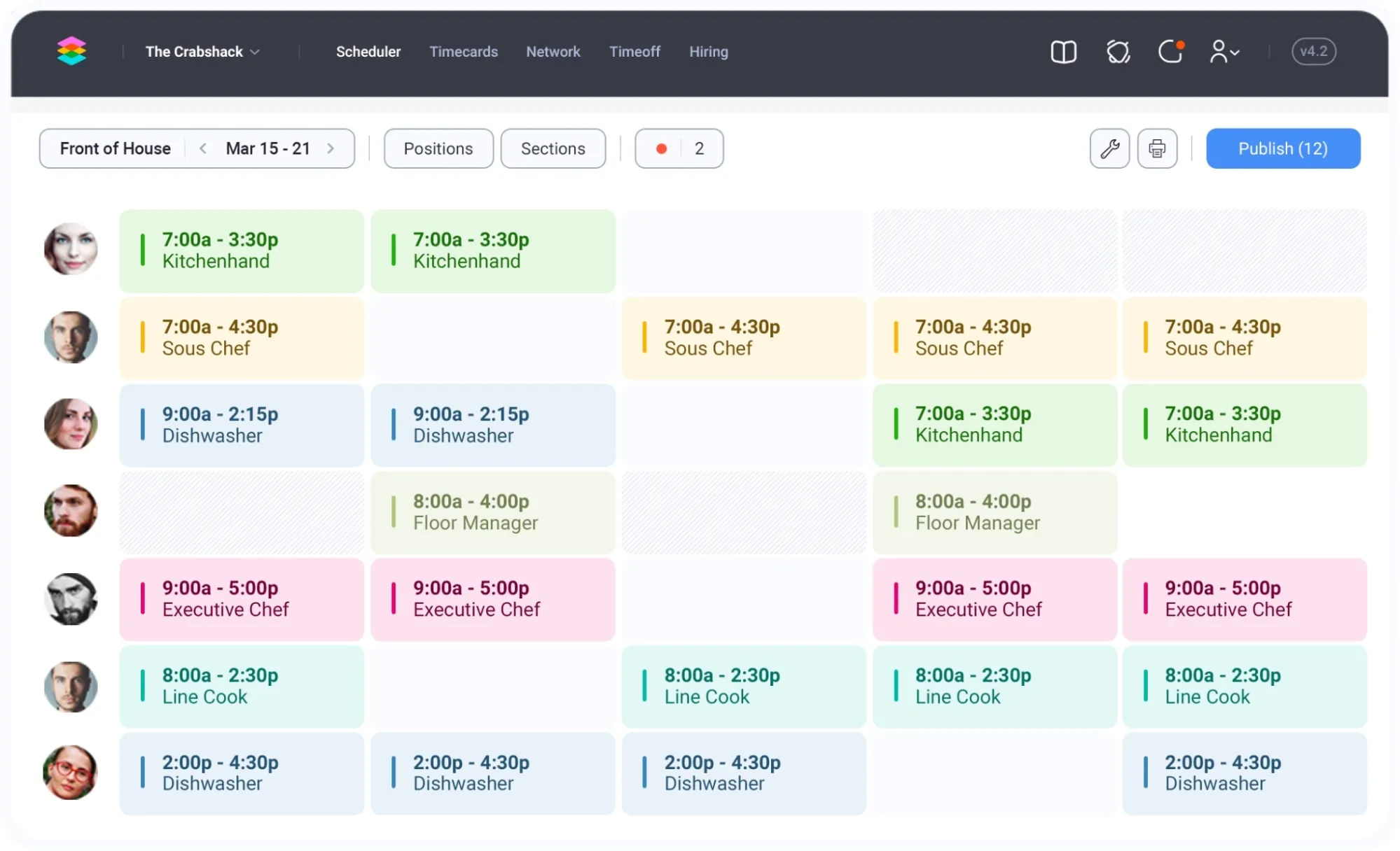 Screenshot of a schedule on OpenSimSim's platform.
