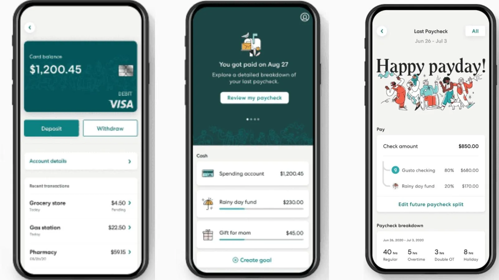 Gusto Wallet’s interface