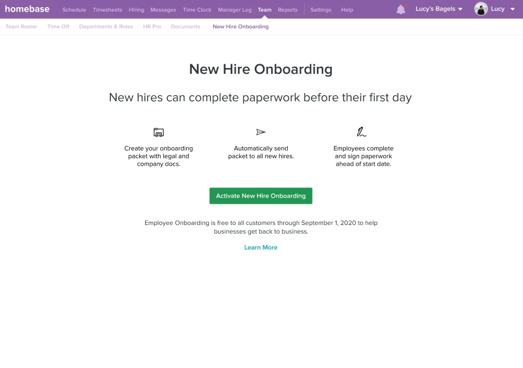 chart of employee documents from Homebase product page