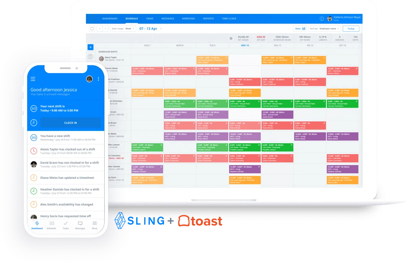 Toast restaurant employee scheduling software