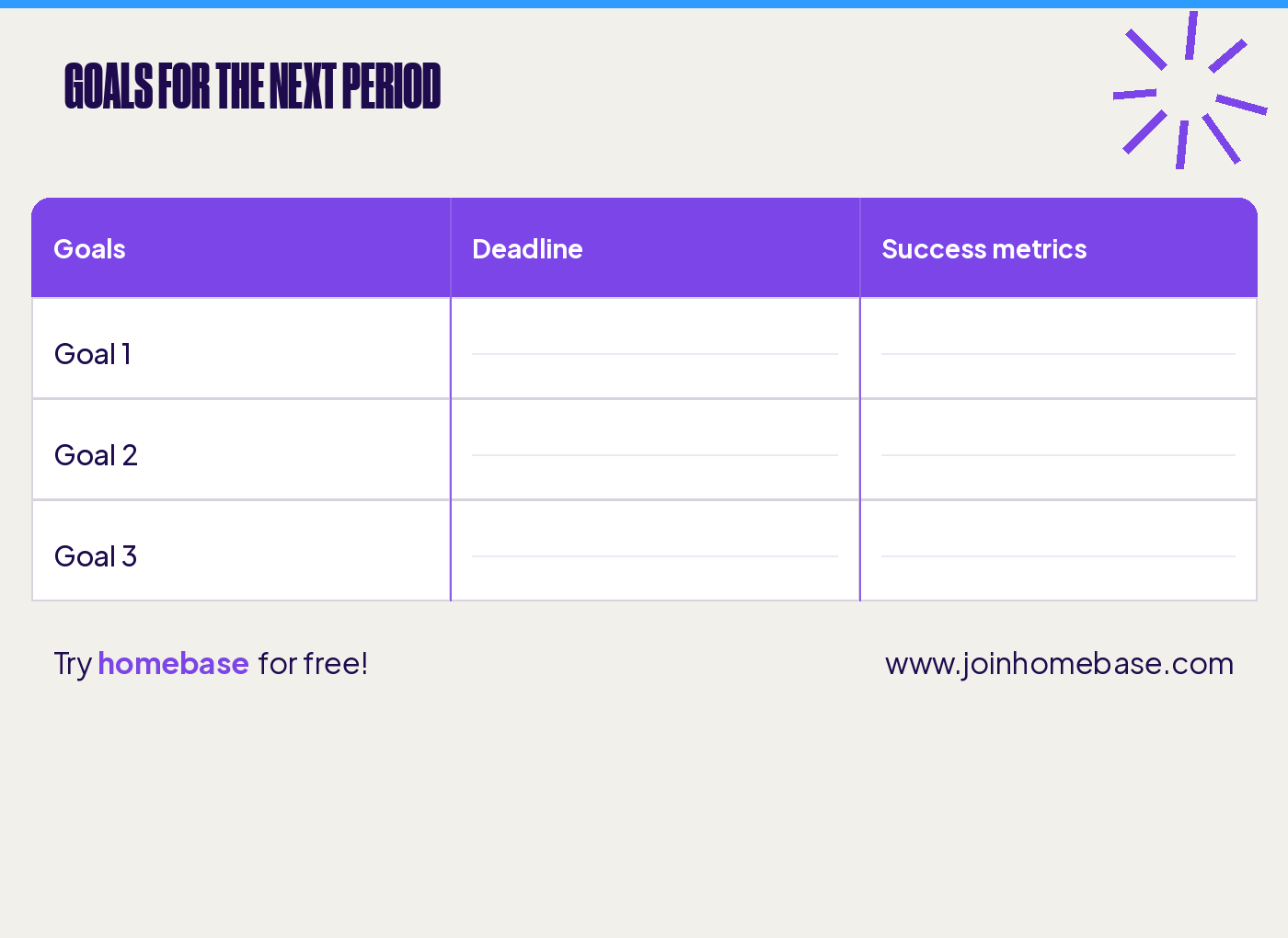 Employee evaluation goals for the next period