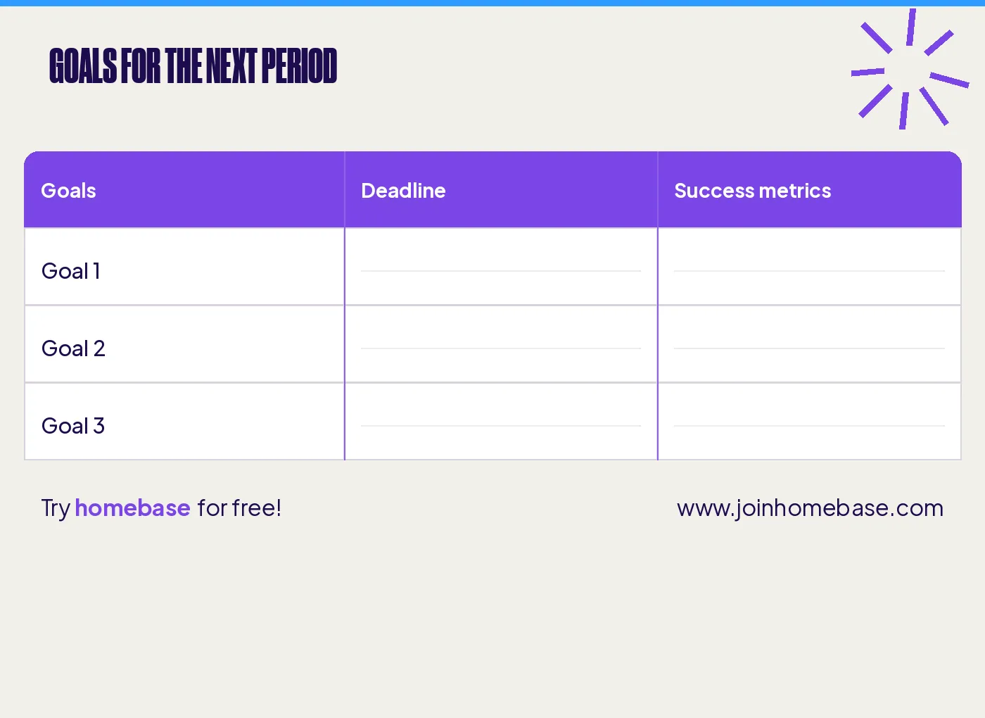 Employee evaluation goals for the next period