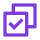 A purple icon with two overlapped squares and a checkmark suggesting compliance checklist completion.
