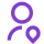A purple outline of a person with a location pin symbol integrated into the design, conveying clocking in with GPS location.