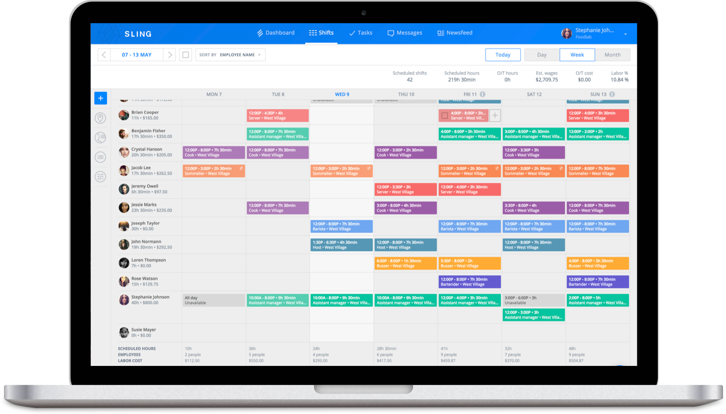 Screenshot of Sling, a Connecteam alternative.