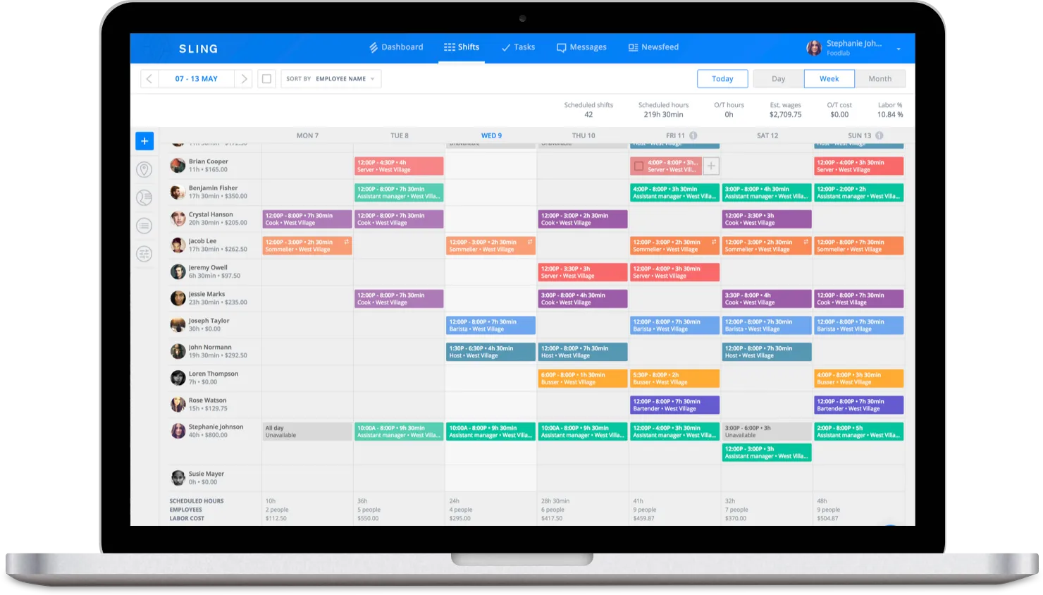 Screenshot of Sling, a Connecteam alternative.