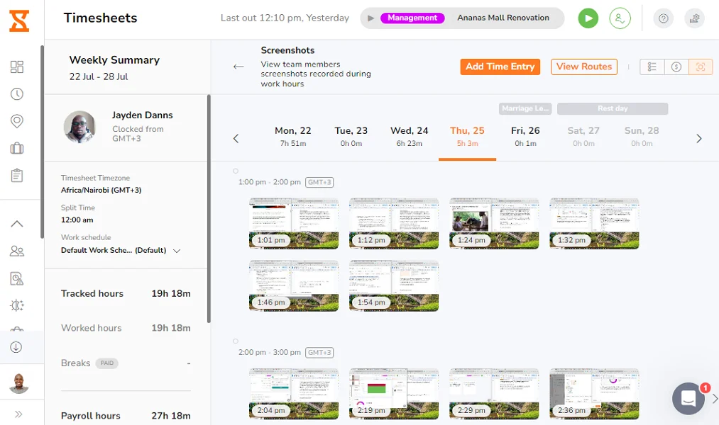 Screenshot of Jibble, a Connecteam alternative.