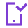 Mobile phone icon with check mark.