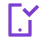 Mobile phone icon with check mark.