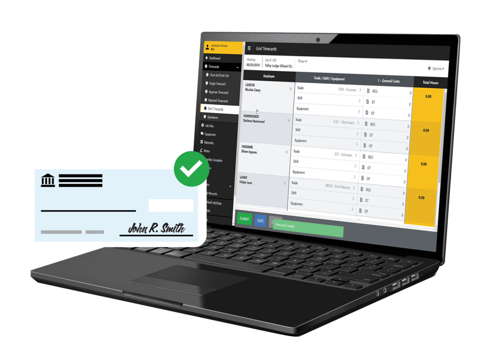 Foundation Software payroll module showing job costing and certified payroll for construction contractors