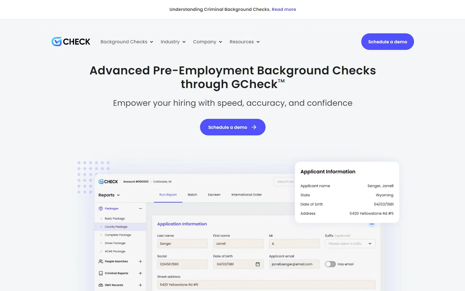 gcheck-background-check-dashboard.png Alt text: GCheck employer screening dashboard showing background check packages and candidate status