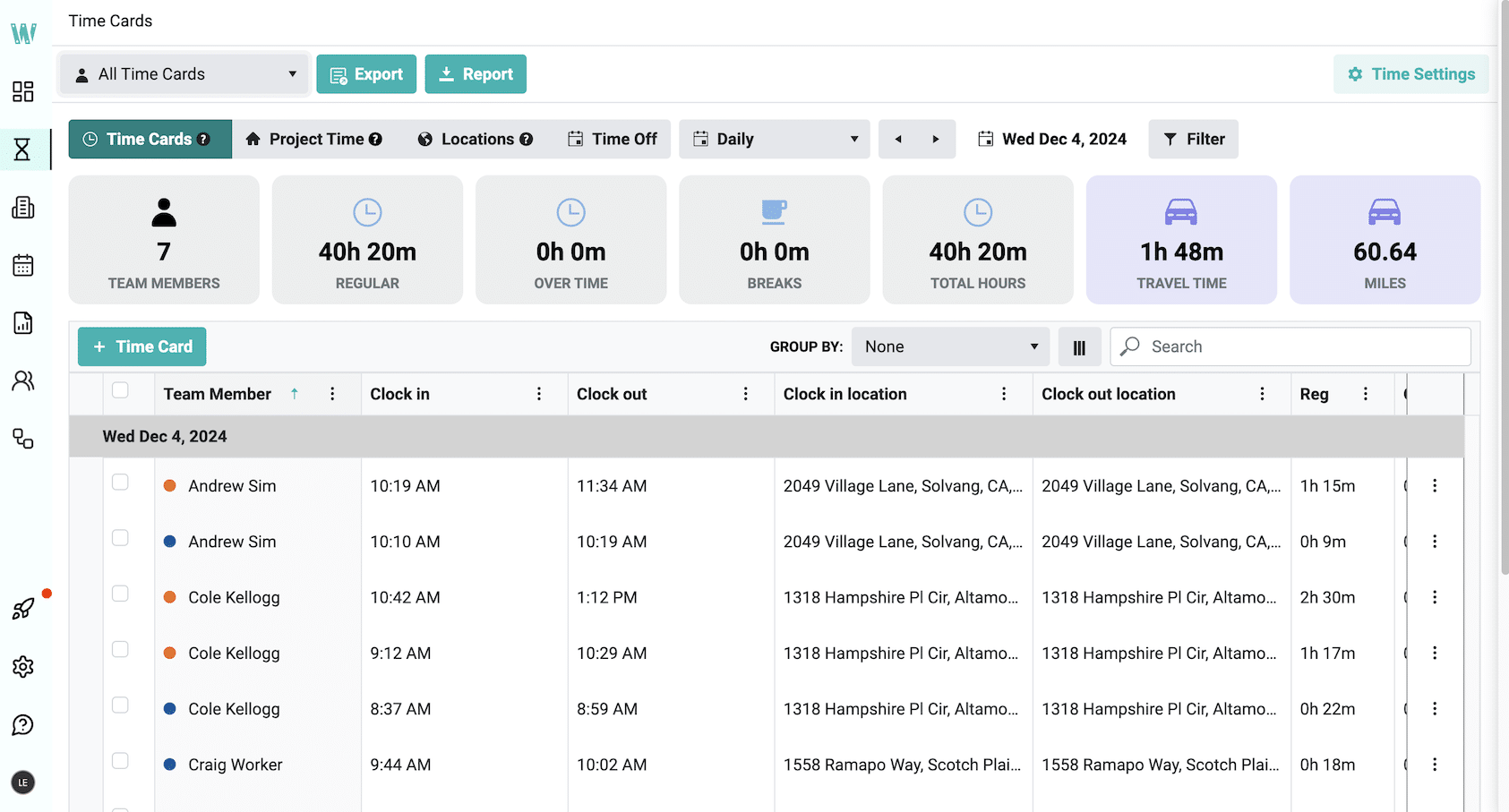 Workyard construction timesheet app GPS tracking and job costing dashboard
