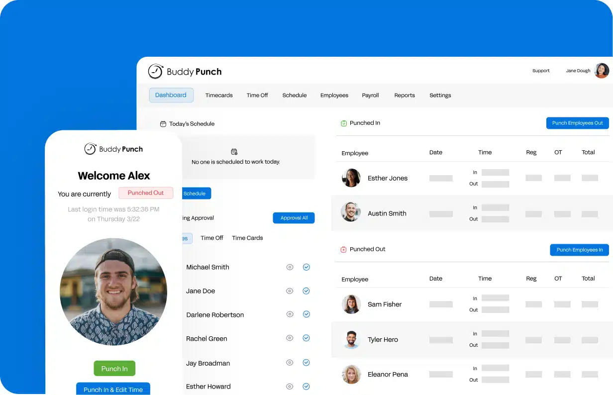 Buddy Punch construction timesheet app mobile clock-in