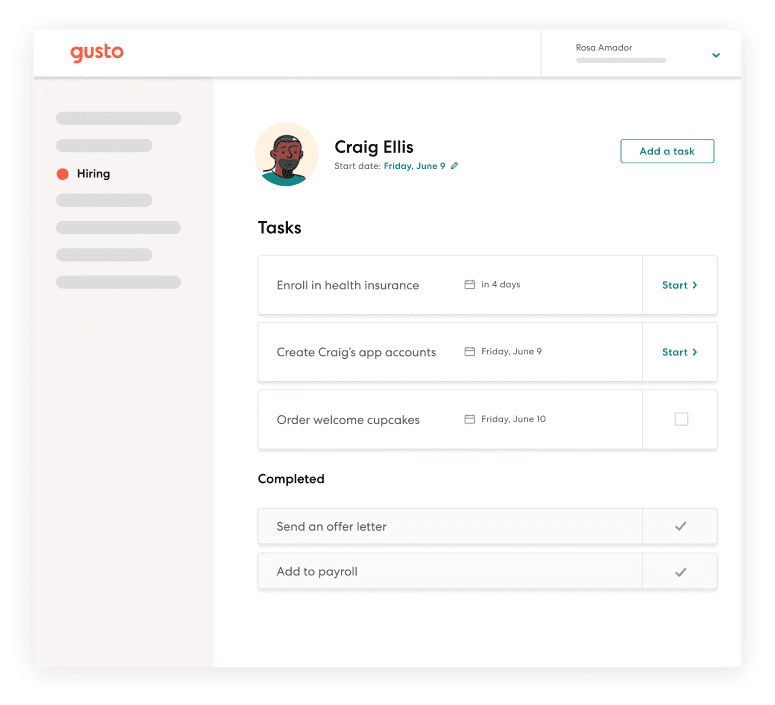 Alt: Gusto onboarding and payroll setup screen
