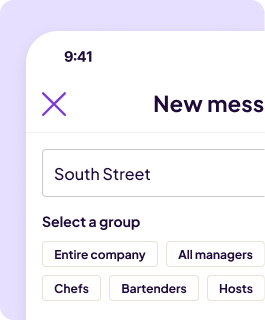 Homebase message interface with options to select groups to send message to