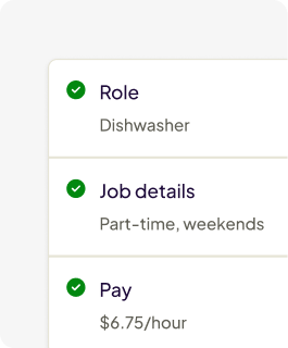 Employee profile set up with role, job details, and pay.
