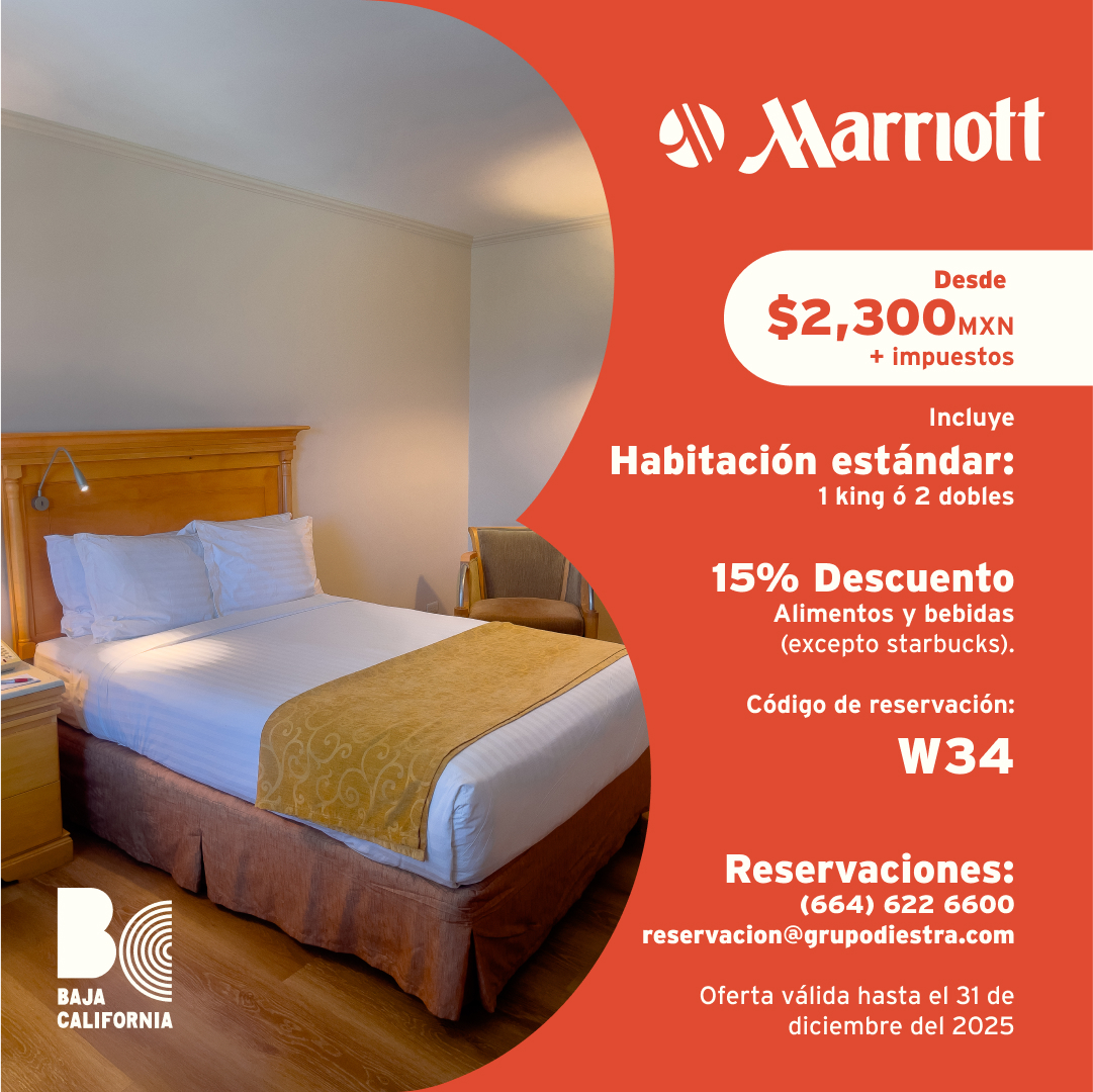 Desde $2,300mxn + impuestos, incluye habitación estándar: 1 king o 2 dobles, 15% de descuento en alimentos y bebidas (excepto starbucks). Código de reservación: W34