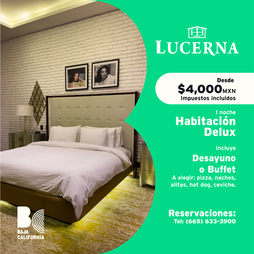Desde $4,000mxn impuestos incluidos, por 1 noche en habitación deluxe para 2 personas, incluye desayuno buffet, A elegir: pizza, nachos, alitas, hot dog, ceviche
