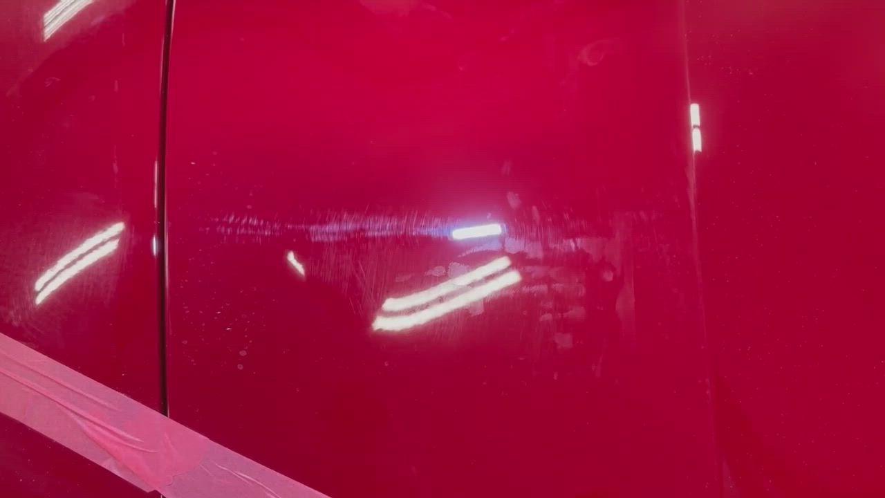 Glossy red paint after a ceramic coating